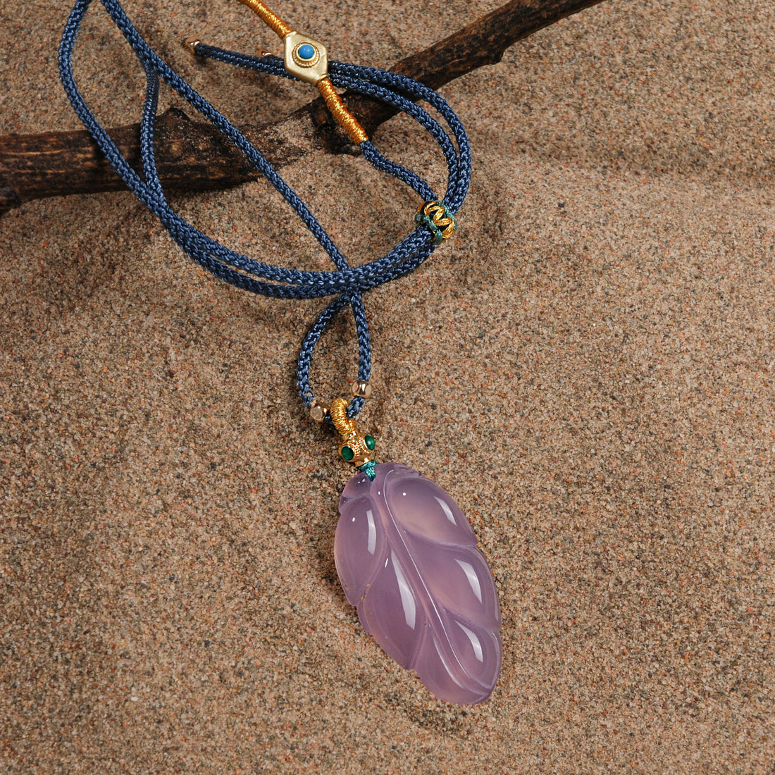 Pink Chalcedony Leaf Necklace