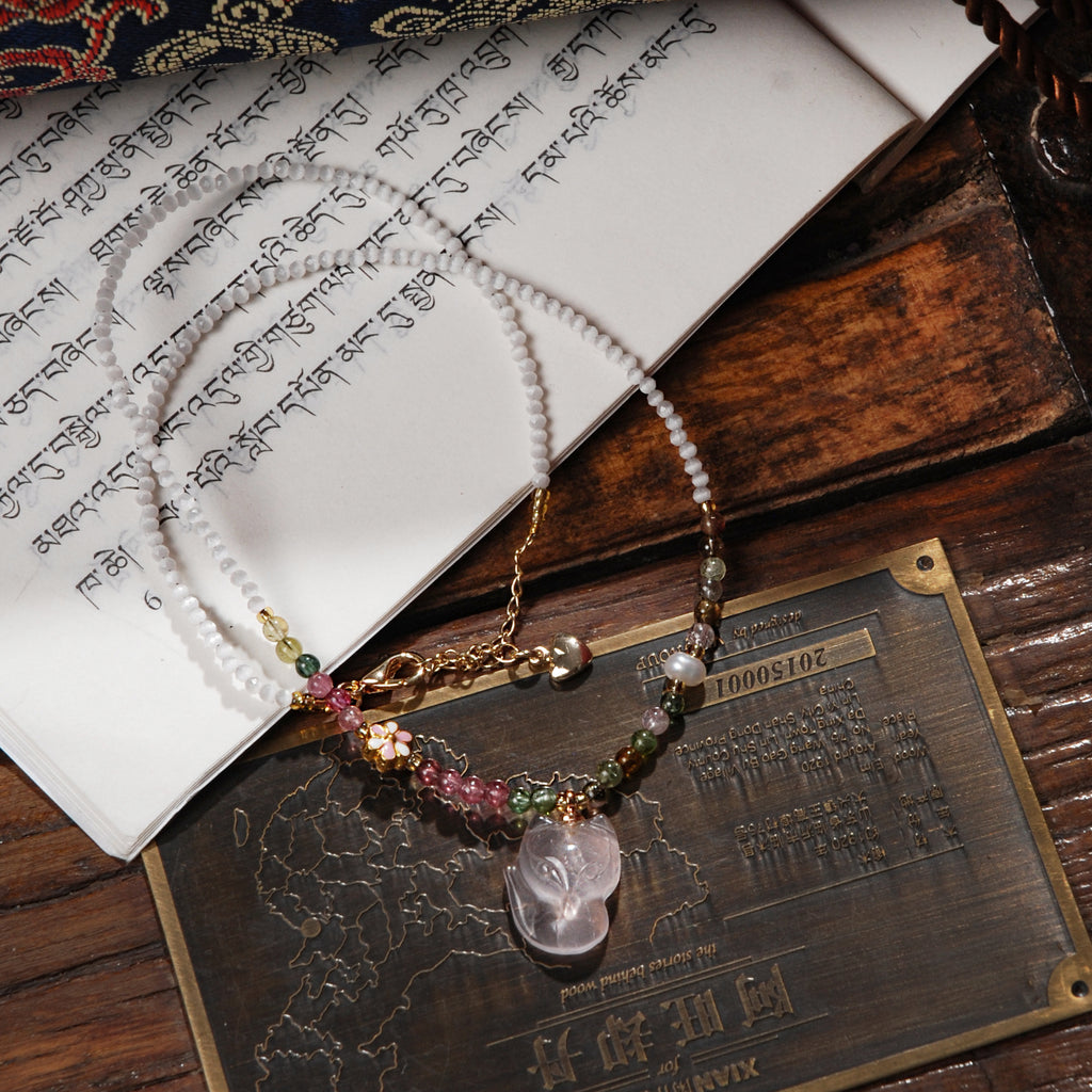 Tourmaline Powder Crystal Phoenix Nine Pendant