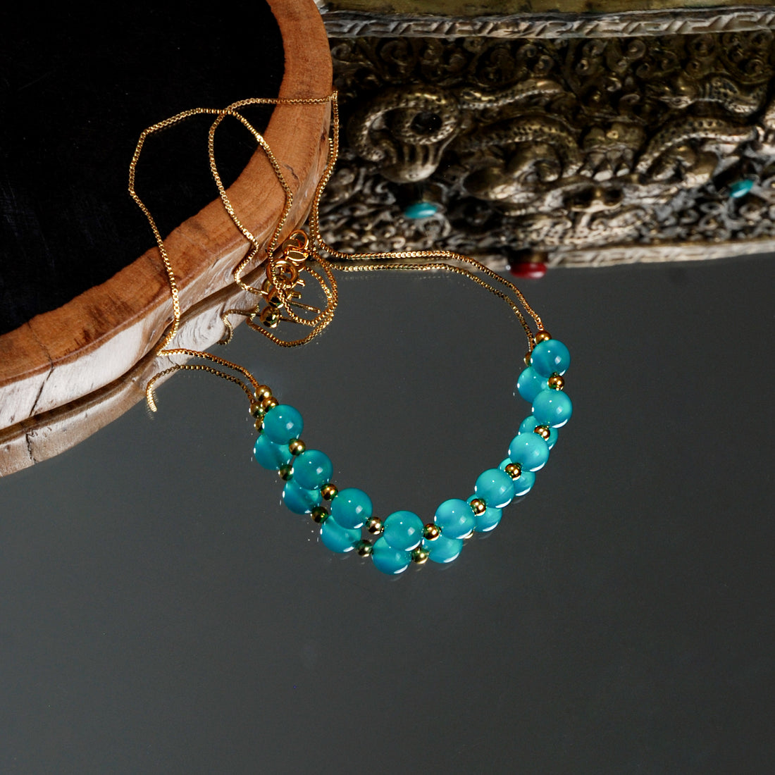 Amazonite round clavicle chain