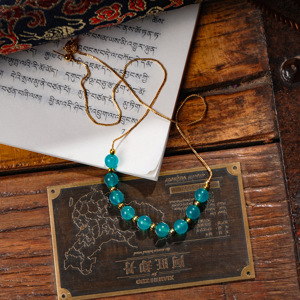 Amazonite round clavicle chain