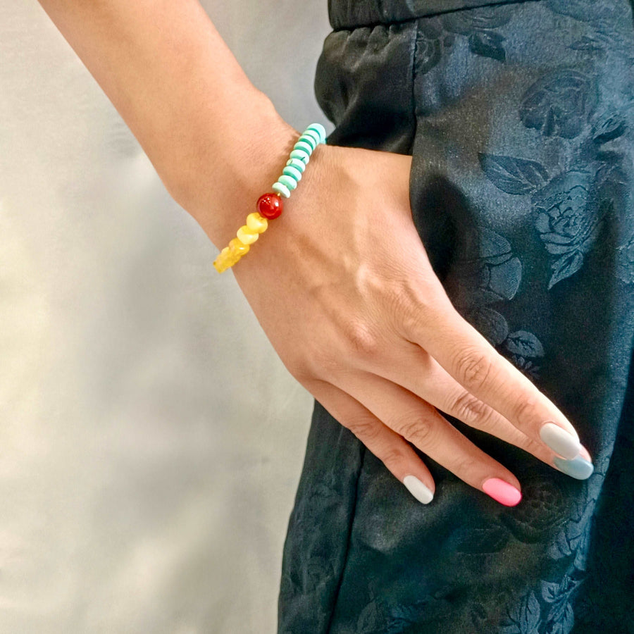 Dzi Amber Turquoise Bracelet