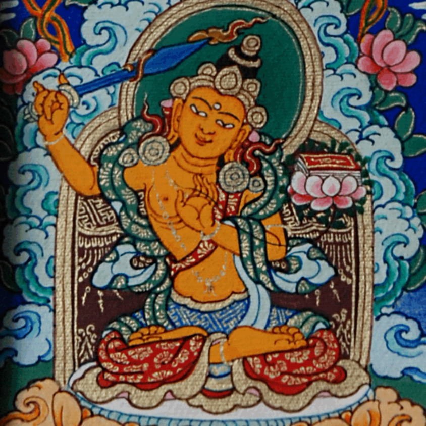 Manjushri Bodhisattva Thangka Over Cloth