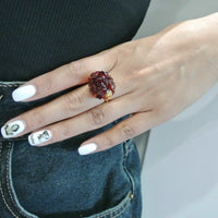 Hematite Peony Ring